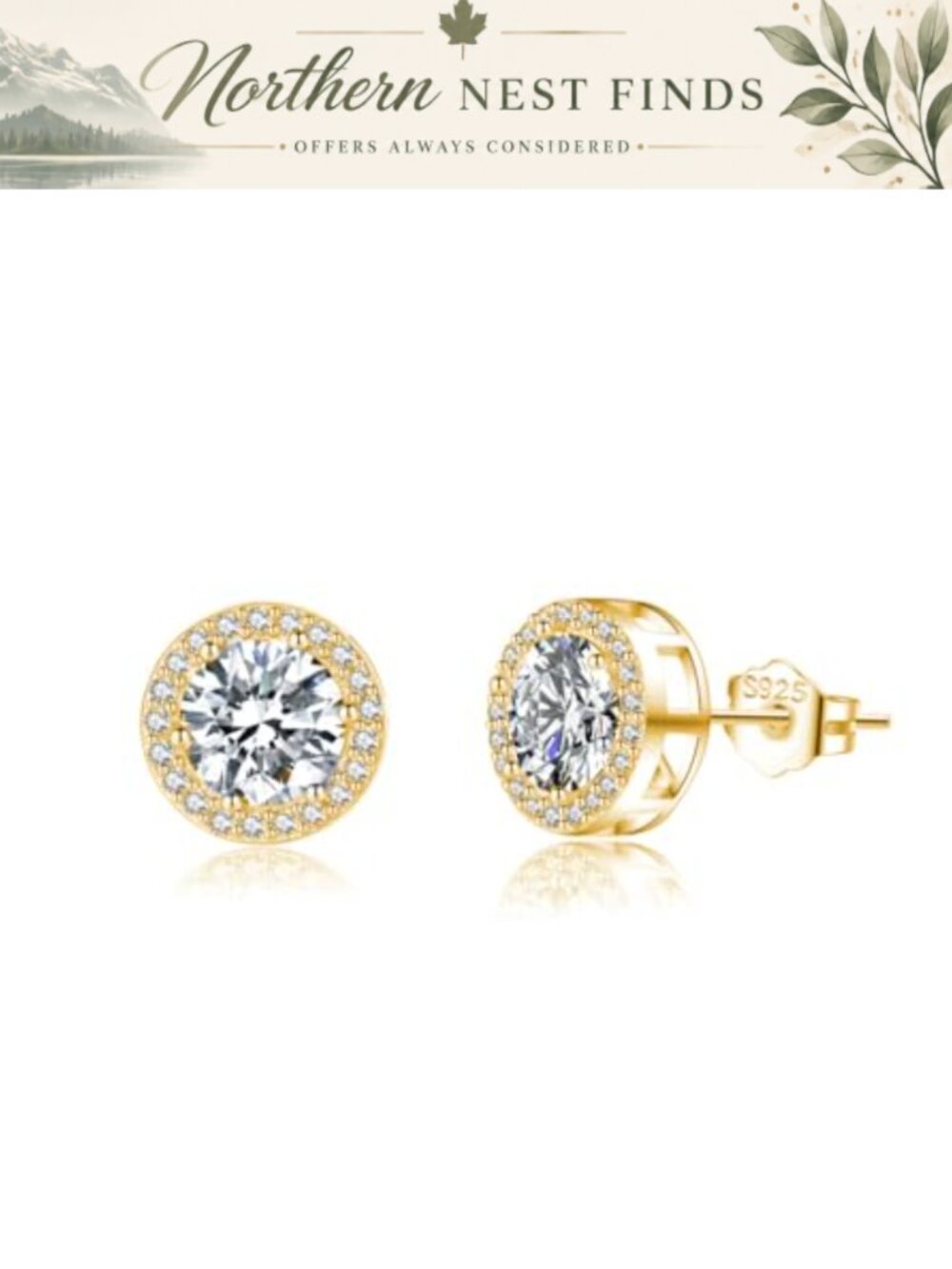 Sterling Silver Cubic Zirconia Round Halo Stud Earrings Women Simulated Diamond